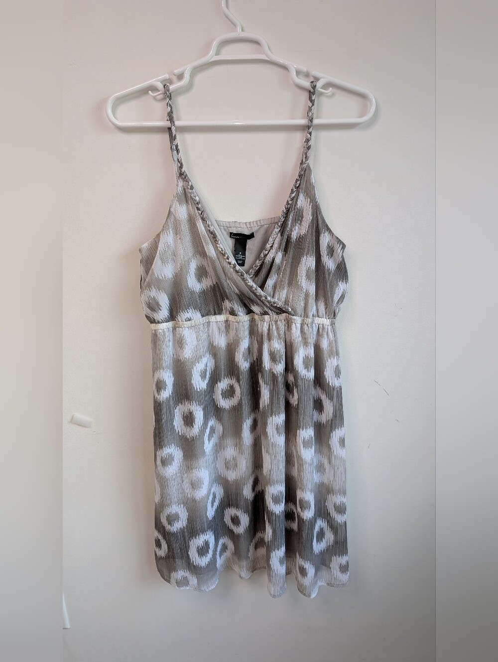 Lane Bryant Gray & White Braided V-Neck Top